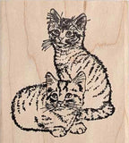 Kittens Waiting Rubber Stamp, Two Cute Cats