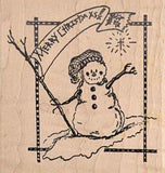 Snowman Christmas Rubber Stamp
