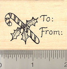 Candy Cane Gift Tag Rubber Stamp, Christmas Series