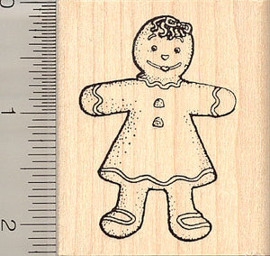 Gingerbread Girl Rubber Stamp, Christmas Cookie, Fairy Tale