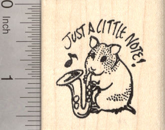 Saxophone Playing Hamster Rubber Stamp