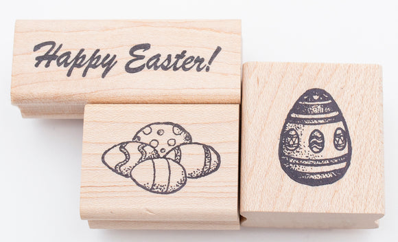 3 Piece Easter Egg Rubber Stamp Set