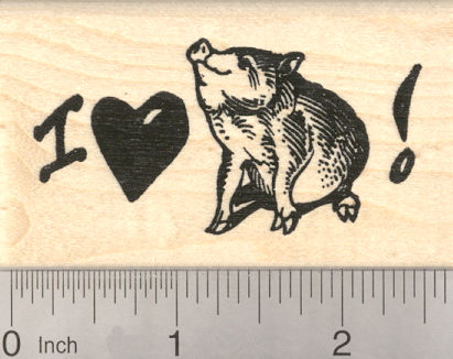 I Love My Pot Bellied Pig Rubber Stamp