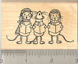 Christmas Caroling Mice Rubber Stamp, Singing Rats