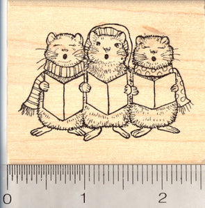 Christmas Caroling Hamster Rubber Stamp