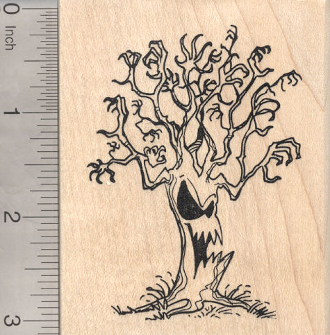 Halloween Haunted Tree Rubber Stamp