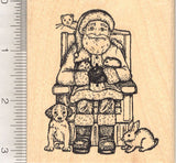 Christmas Santa Claus Rubber Stamp, Dog, Cat, Ferret, Hamster, Rat, and Bunny Rabbit