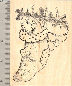 Christmas Guinea Pig Rubber Stamp, In Stocking