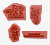 4 Pc. Peanut Rubber Stamp Set (Complimentary, Graduation, Mustache) Wood Mounted