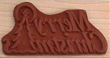 Merry Christmas Rubber Stamp, with Tree