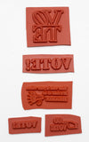 5 Piece Voting Rubber Stamp Set Wood Mounted