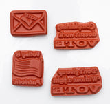 4 Piece Voting Rubber Stamp Set Wood Mounted