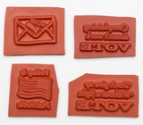 4 Piece Voting Rubber Stamp Set Wood Mounted