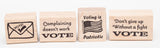 4 Piece Voting Rubber Stamp Set Wood Mounted