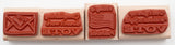 4 Piece Voting Rubber Stamp Set Wood Mounted