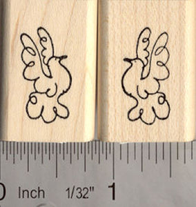 2 Piece Dove Rubber Stamp Set, Tiny Stamps, Birds of Peace