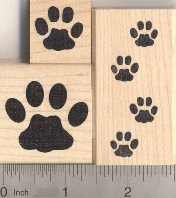 3 Piece Cat Paw Print Rubber Stamp Set