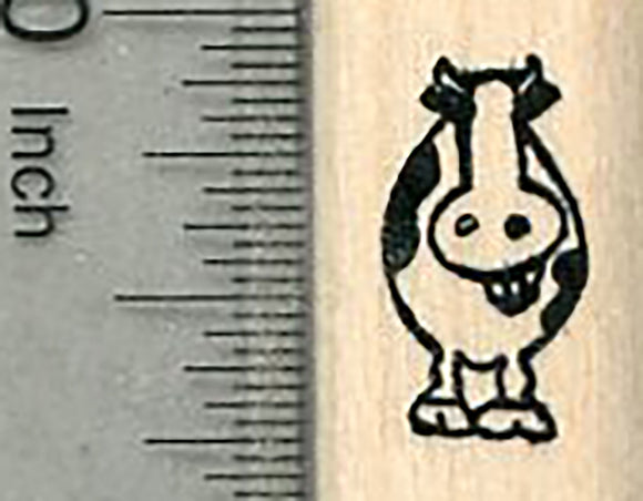 Tiny Grinning Cow Rubber Stamp