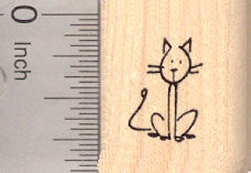 Stick Figure of Cat Rubber Stamp (Part of our Family Stick Figure Series)