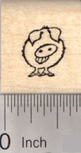 Tiny Grinning Pig Rubber Stamp