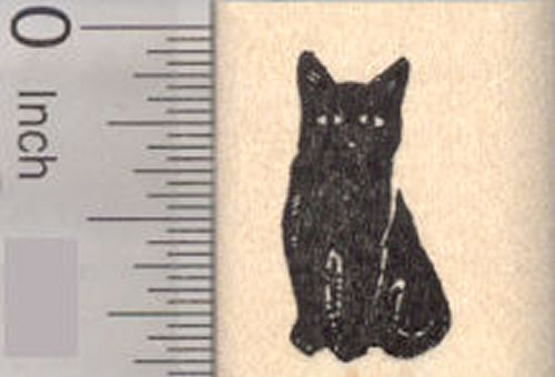Small Black Cat Silhouette Rubber Stamp