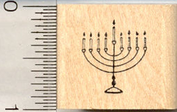 Tiny Menorah Hanukkah Rubber Stamp, Judaism