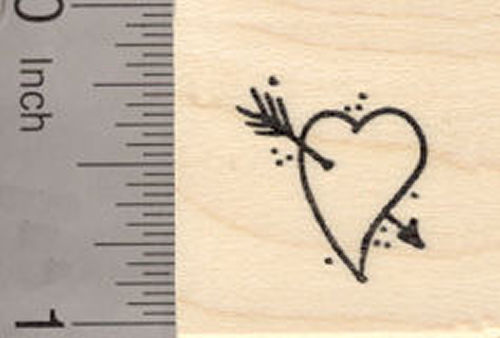 Small Valentine's Day Heart with Arrow Rubber Stamp