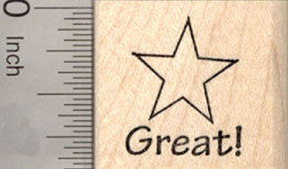 Teacher Rubber Stamp with Star, Great!
