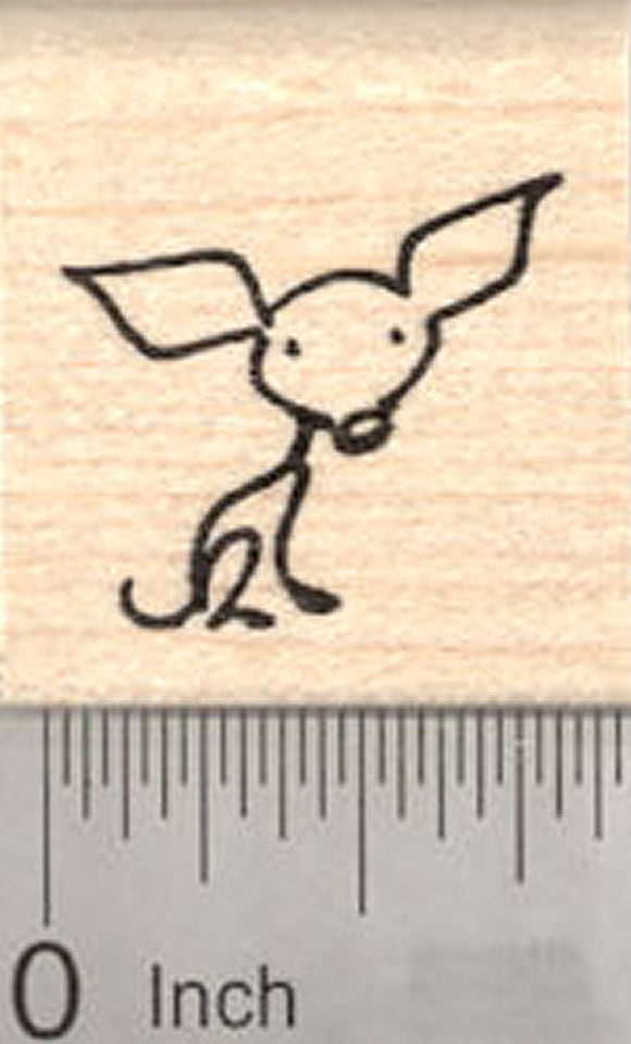Chihuahua Rubber Stamp, Stick Figure Dog