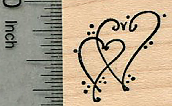 Romantic Hearts Intertwined Rubber Stamp, Wedding or Valentine
