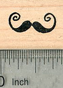 Tiny French Handlebar Mustache Rubber Stamp
