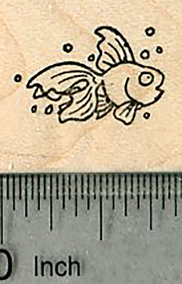 Tiny Goldfish Rubber Stamp, Fish