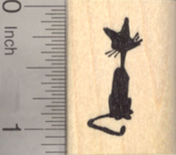 Cat Rubber Stamp, in Silhouette, Halloween or Scene