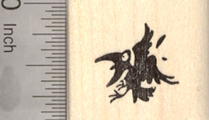 Bird in Flight Rubber Stamp, Crow, Silhouette, Black Bird