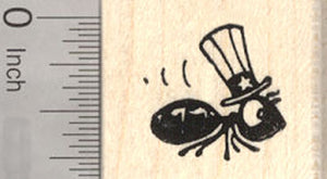 4th of July Ant Rubber Stamp, in American Uncle Sam Hat