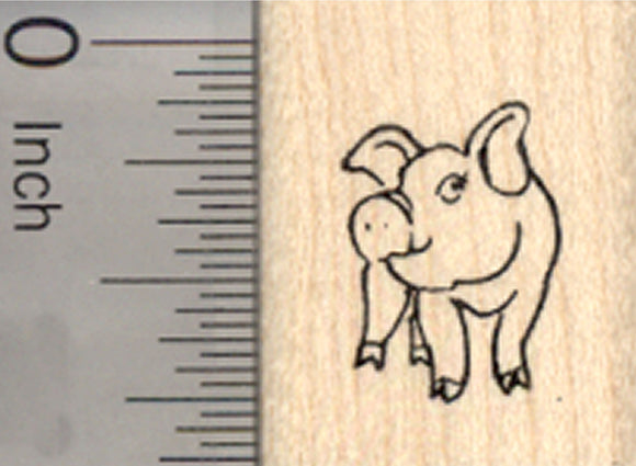 Tiny Pig Rubber Stamp, Farm, Livestock, Small
