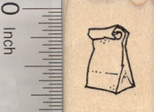 Tiny Sack Lunch Rubber Stamp, Back to School Series