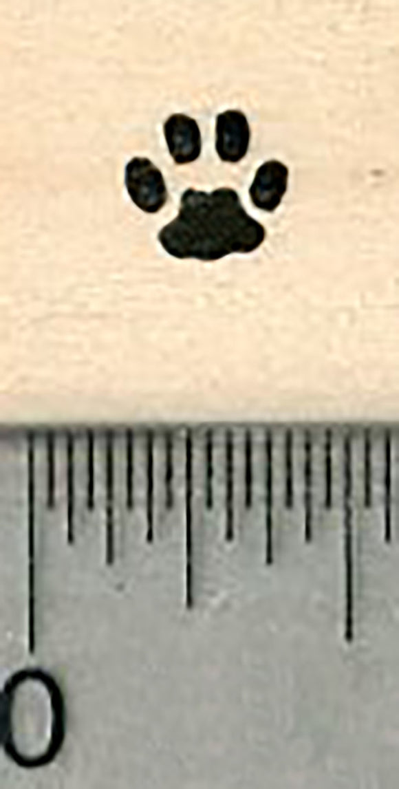 Small Paw Print Rubber Stamp, Cat, Dog, Pet, Quarter Inch Sized .25