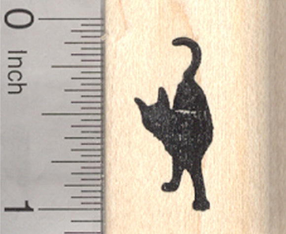 Black Cat Rubber Stamp, Small, Looking back
