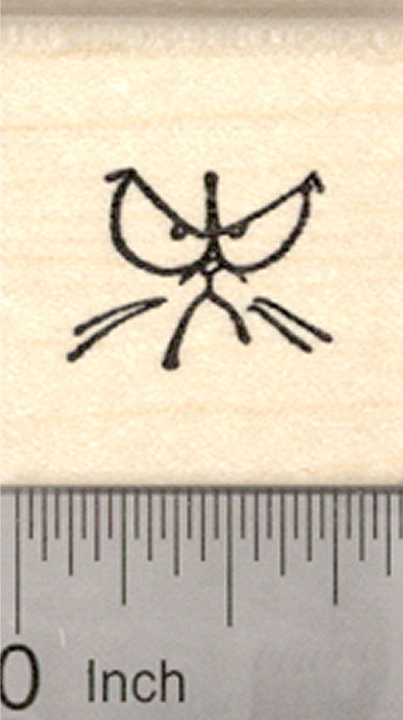 Grumpy Cat Face Rubber Stamp, Small Scowl