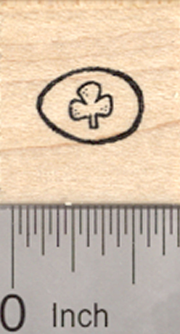 Tiny Easter Egg Rubber Stamp, with Shamrock Decoration, St. Patrick's Day, Irish
