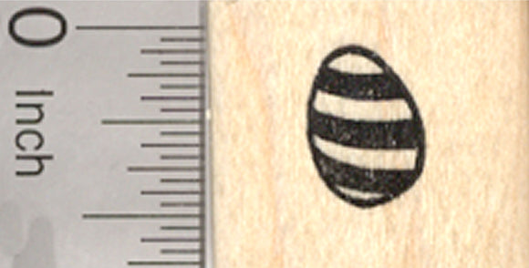 Tiny Easter Egg Rubber Stamp, Decorated with Stripes