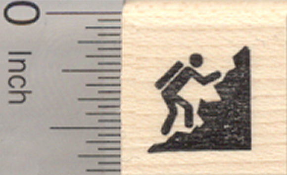 Tiny Rock Climber Rubber Stamp, .5 inch tall, Mark your Calendar or Activity Log