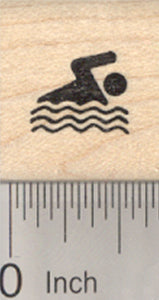 Tiny Swimmer Rubber Stamp, .5 inch, Mark your Calendar, Activity Log