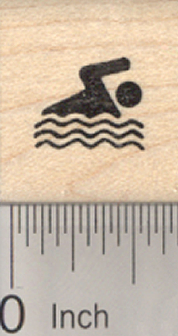 Tiny Swimmer Rubber Stamp, .5 inch, Mark your Calendar, Activity Log