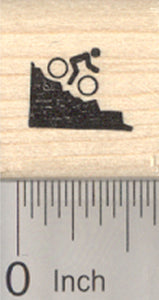 Tiny Mountain Bike Rider Rubber Stamp, .5 inch, Mark your Calendar, Activity Log