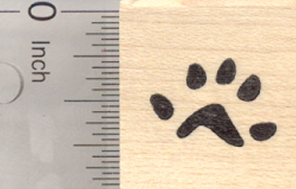 Mouse Paw Print Rubber Stamp, Five Toes, Rear Foot