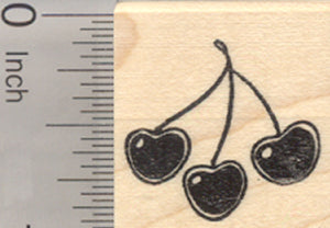 Cherries Rubber Stamp, Cherry on Stem