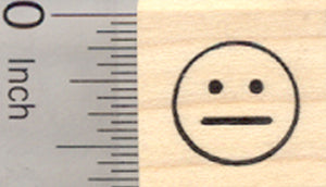 Neutral Face Rubber Stamp, emoji, .5 inch size