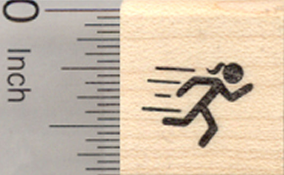 Tiny Running Woman Rubber Stamp, .5 inch Tall Girl